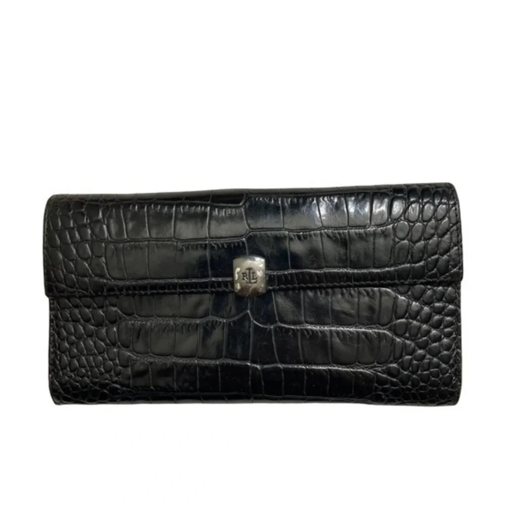 Lauren Ralph Lauren black embossed leather vintage wallet